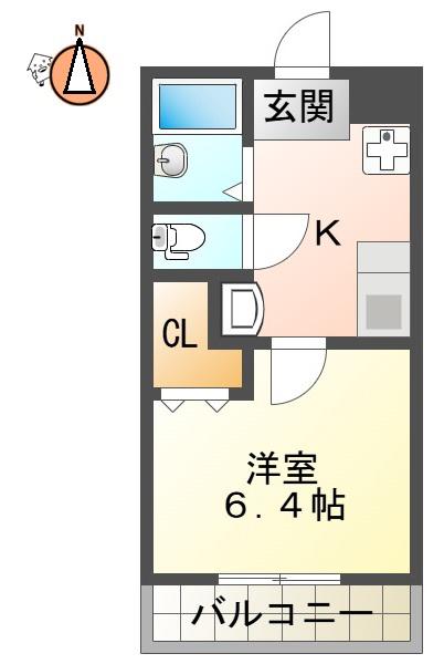 ティアラ庄町(1K/1階)の間取り写真