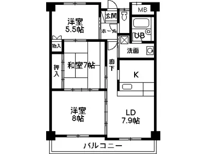 ハートフルライフIWASA3(3LDK/5階)の間取り写真