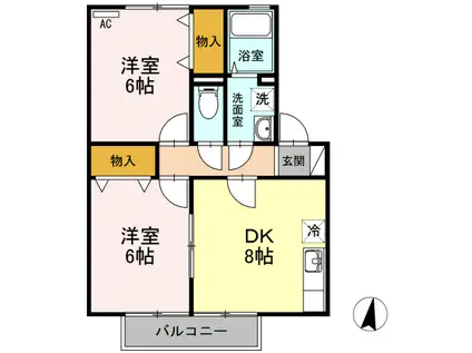 セジュール新市 B棟(2DK/2階)の間取り写真