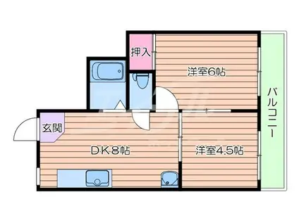 摂津第6マンション(2DK/3階)の間取り写真