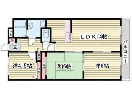ハーモニー三幸I(3LDK/5階)の間取り写真