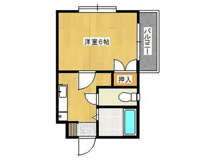 鹿児島市電谷山線 荒田八幡駅 徒歩4分 5階建 築30年(1K/4階)の間取り写真