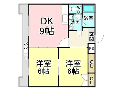 フォーサイトフォワイエ片野R(2DK/4階)の間取り写真