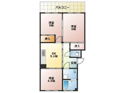 コーポ海南東(3DK/2階)の間取り写真