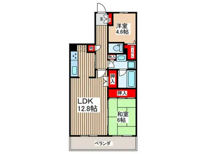 ライオンズガーデン新所沢(2LDK/6階)の間取り写真