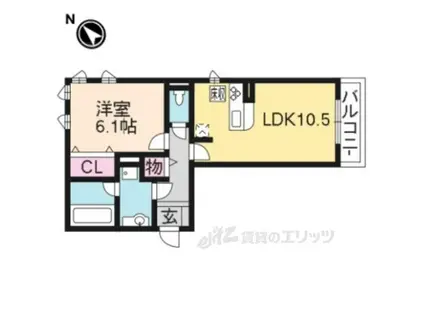 LE CIEL Ⅰ(1LDK/2階)の間取り写真