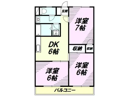 出浦コーポIII(3DK/2階)の間取り写真