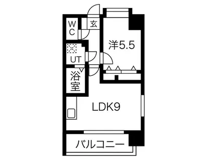クロス天神南(1LDK/8階)の間取り写真