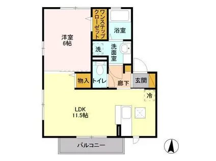 ディアコート大和田(1LDK/1階)の間取り写真