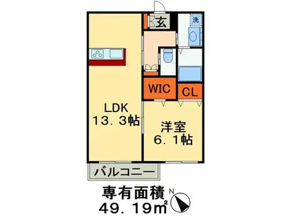 ココハイム松波2号館(1LDK/1階)の間取り写真