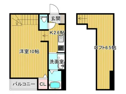MODERN PALAZZO須屋(1SK/2階)の間取り写真