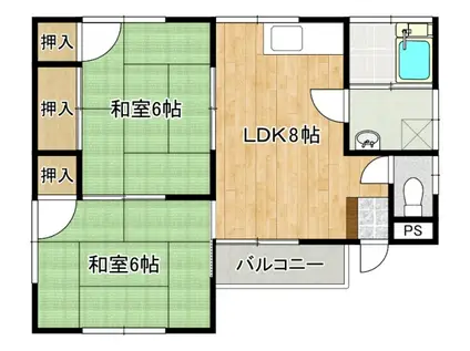 三宅第七アパート(2DK/2階)の間取り写真