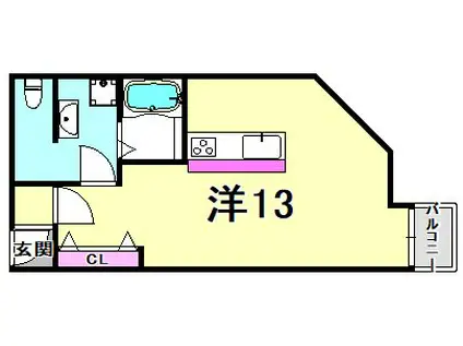 シルフィード・ドゥ花隈(ワンルーム/4階)の間取り写真