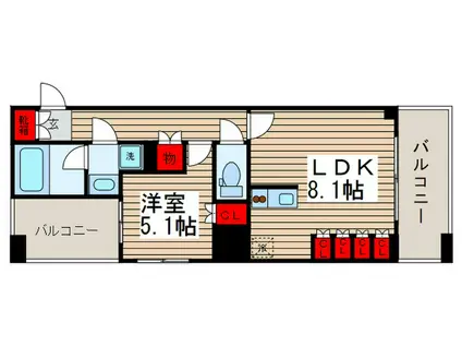 パークキューブ亀戸(1LDK/12階)の間取り写真