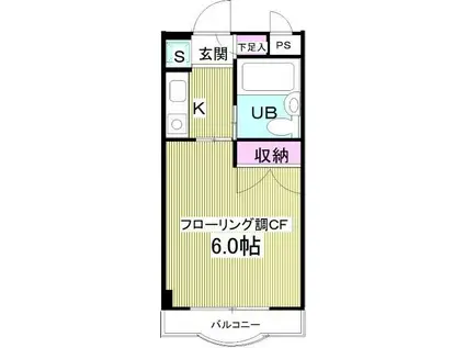 モンシャトー松戸II(ワンルーム/3階)の間取り写真