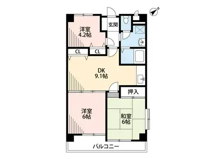 学園サンパール(3LDK/3階)の間取り写真