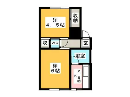 セントラル東寺尾(2K/4階)の間取り写真