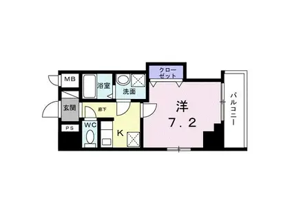 シエロ西竹の塚(1K/8階)の間取り写真