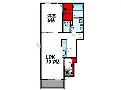 エクセレント・ビレッジI(1LDK/1階)の間取り写真