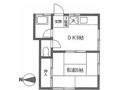 第一富士美ハイツ(1DK/1階)の間取り写真