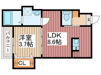 ROBOT HOME谷塚(1LDK/1階)の間取り写真