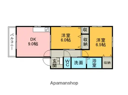 オラシオン(2DK/2階)の間取り写真