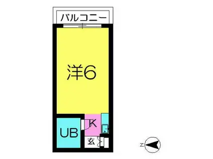 シティパレス21あやめ池P-VII(1K/B1階)の間取り写真