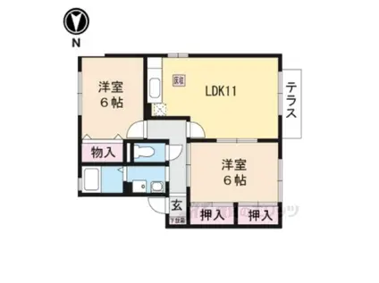 コーポはおりや(2LDK/2階)の間取り写真