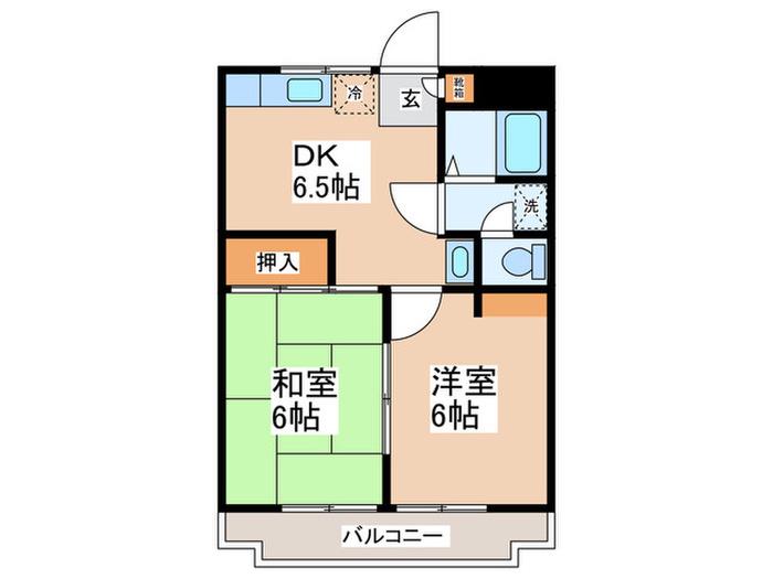 アネックス武蔵野(2DK/2階)の間取り写真