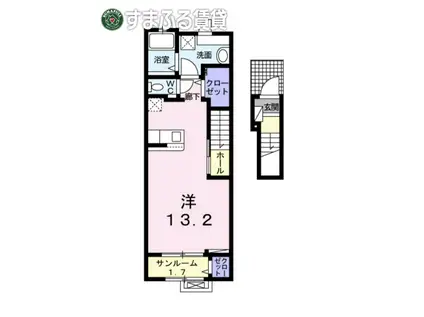 ヴィル・ローズ(ワンルーム/2階)の間取り写真