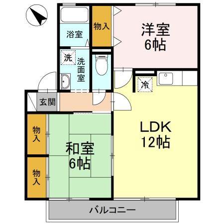 アドミレー樹太 C棟(2LDK/1階)の間取り写真