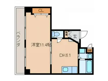 プレイス十日市(1DK/7階)の間取り写真