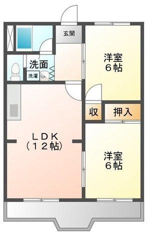 グランドコーポラス(2LDK/2階)の間取り写真