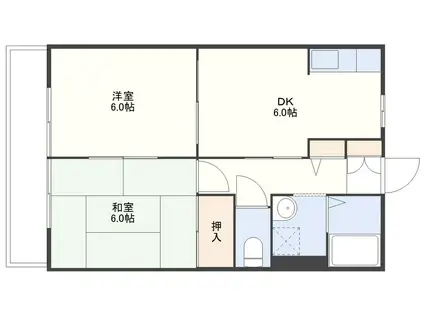 シャーメゾンみたちA(2DK/2階)の間取り写真
