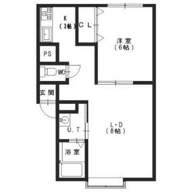 レモンハイツ山の手(1LDK/2階)の間取り写真