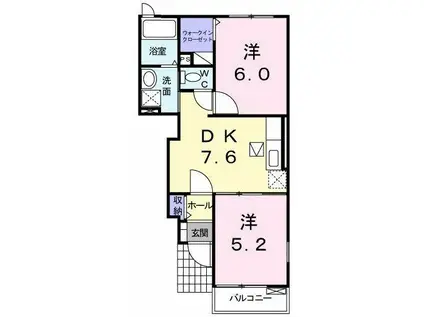 エスポワールB(2DK/1階)の間取り写真