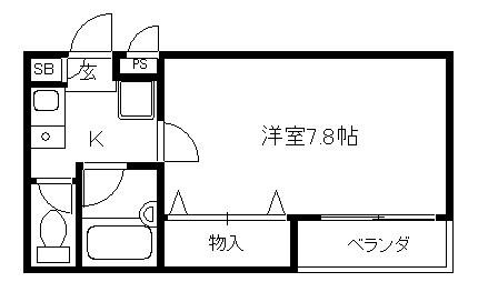 ベルウイング(1K/4階)の間取り写真