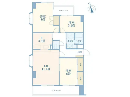 ライムライト松風台3(3LDK/3階)の間取り写真