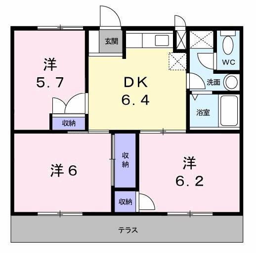 マツモトGマンション B(3DK/1階)の間取り写真