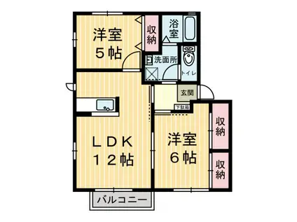 ラフォーレファインA(2LDK/1階)の間取り写真