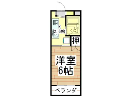 シテイハイツ姫城(1DK/2階)の間取り写真