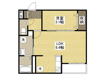 月光福山東壱番館(1LDK/1階)の間取り写真