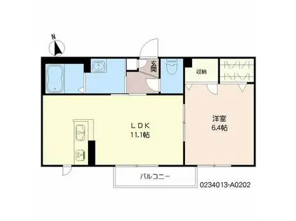 ディアス今泉(1LDK/2階)の間取り写真