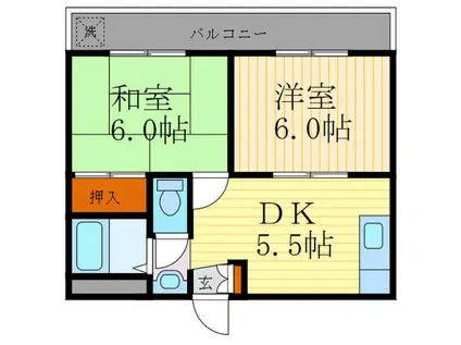 フラッツ東向日(2DK/3階)の間取り写真