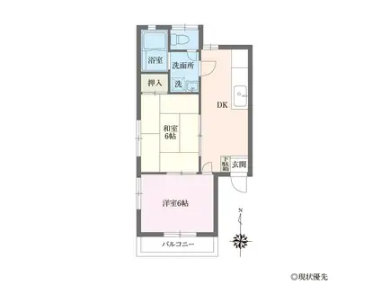 ユートピアなかの(2DK/1階)の間取り写真