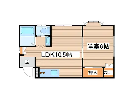 ファミール高松(1LDK/1階)の間取り写真