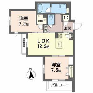 サウスMAISONさくら(2LDK/2階)の間取り写真
