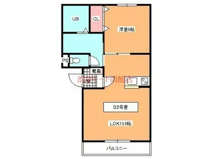 ル スリール(1LDK/2階)の間取り写真