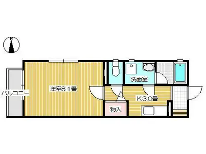 ヴィアーレバンビーニ(1K/2階)の間取り写真