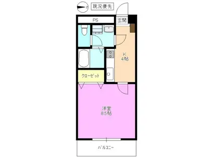 ロンサール竹淵(1K/6階)の間取り写真